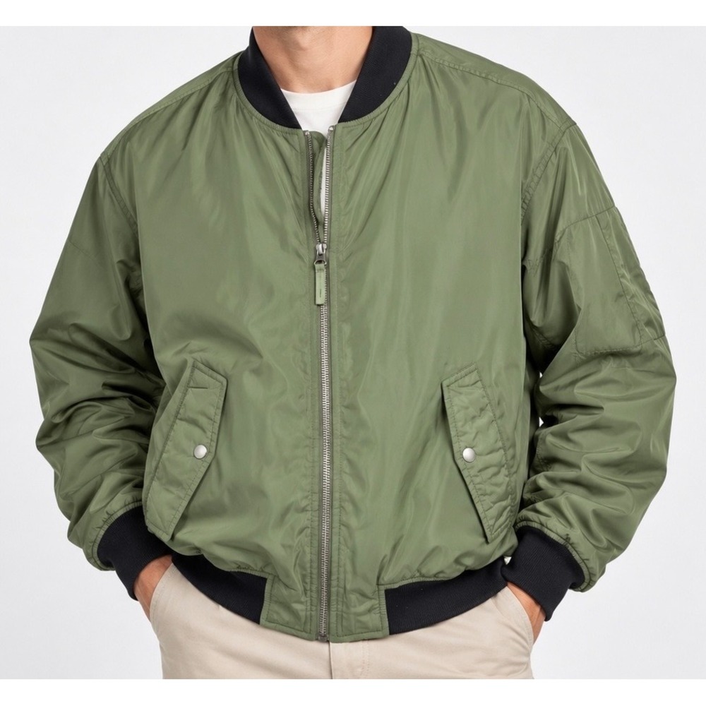 Topten Bomber Jacket Mens 100 Olive Green MA-1 Flight Utility Streetwear